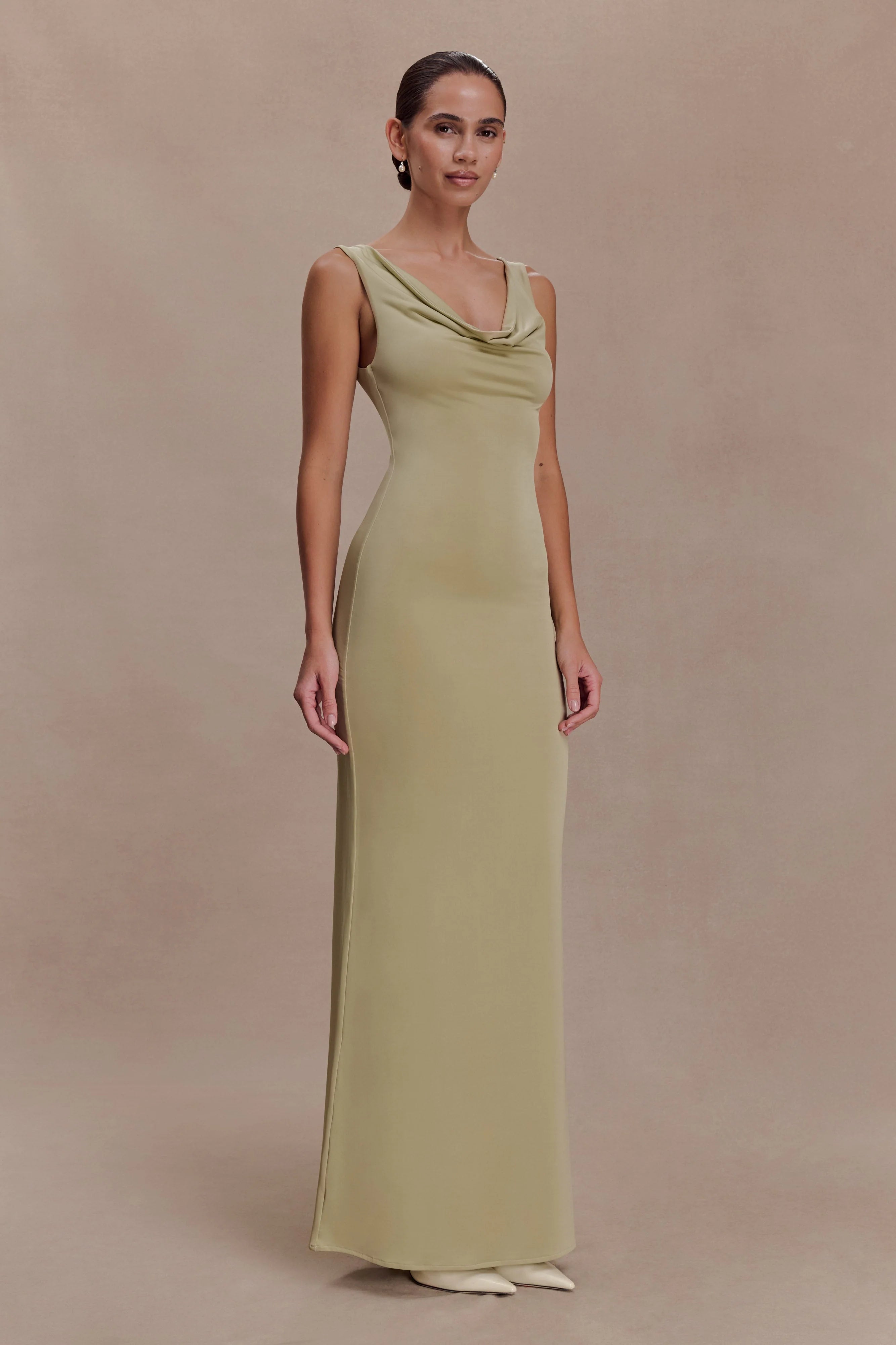 Marta Slinky Cowl Maxi Dress - Sage