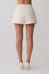 Alina Pintuck Cotton Shorts - Stripe