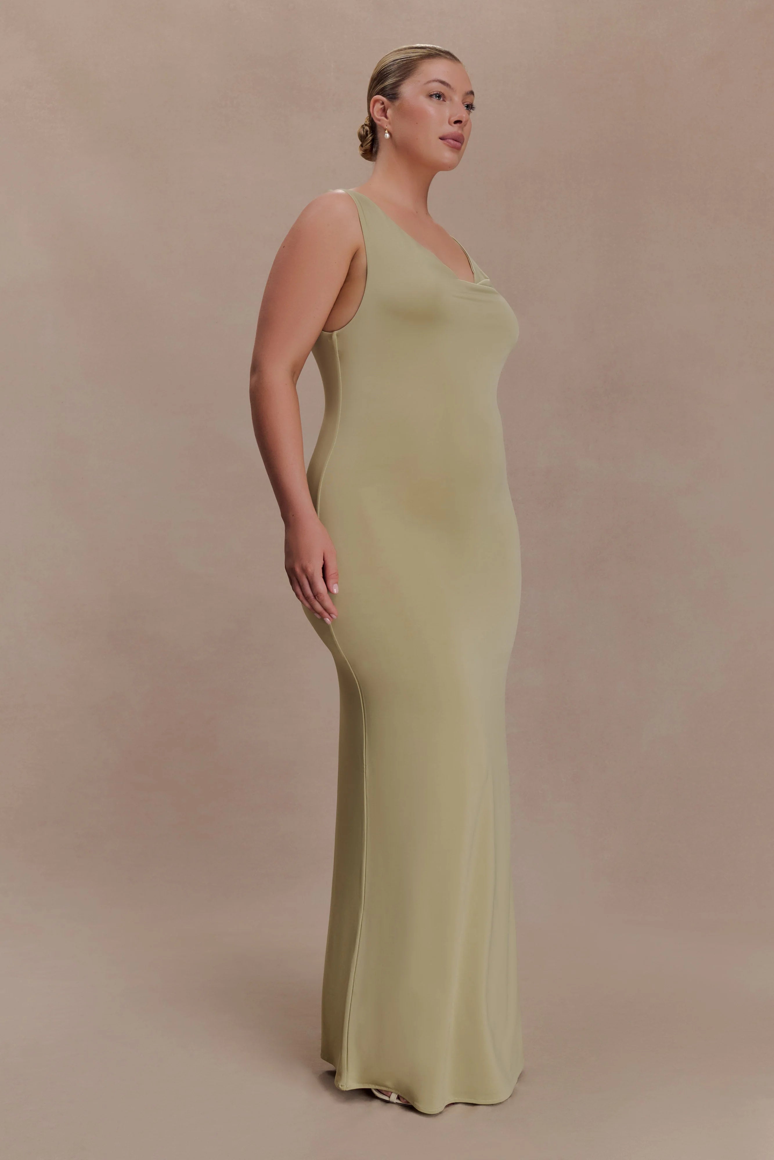 Marta Slinky Cowl Maxi Dress - Sage