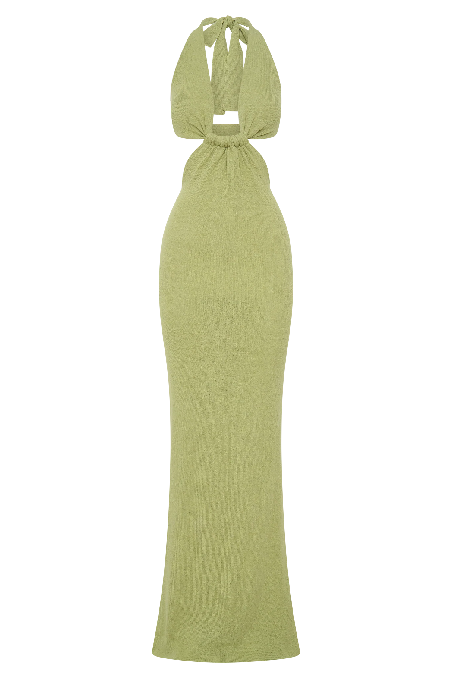 Theresea Halter Knit Maxi Dress - Light Olive