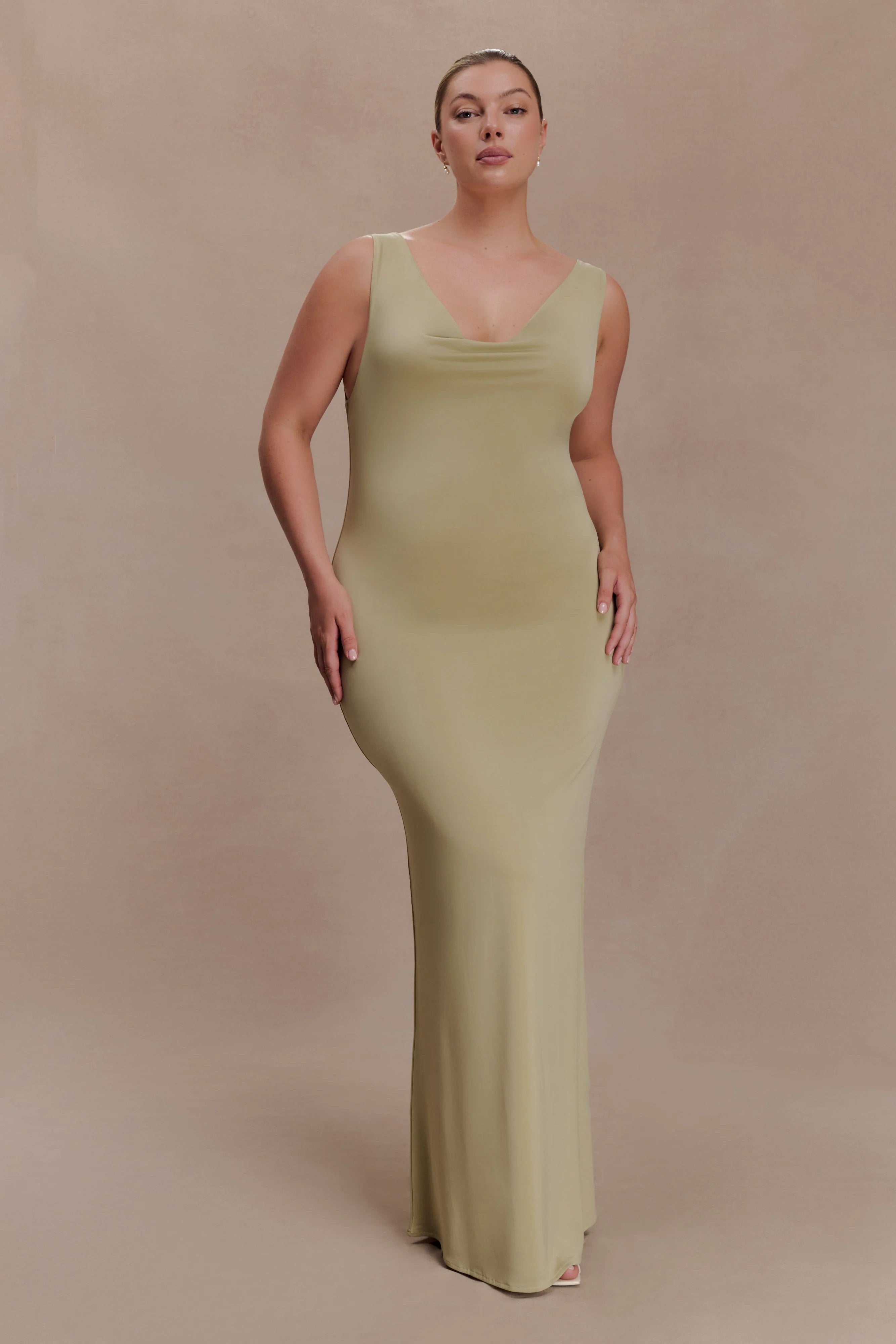 Marta Slinky Cowl Maxi Dress - Sage
