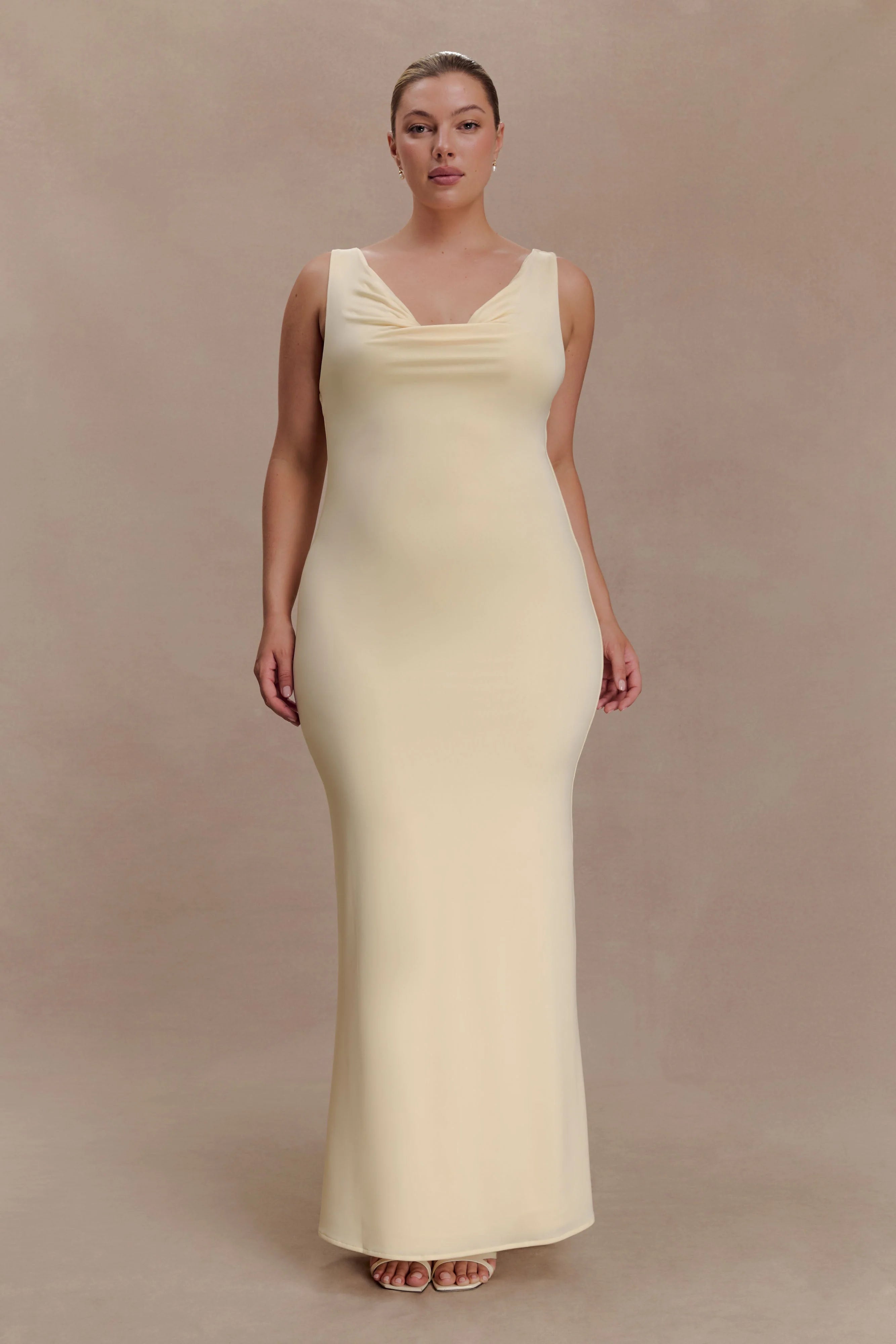 Marta Slinky Cowl Maxi Dress - Lemon