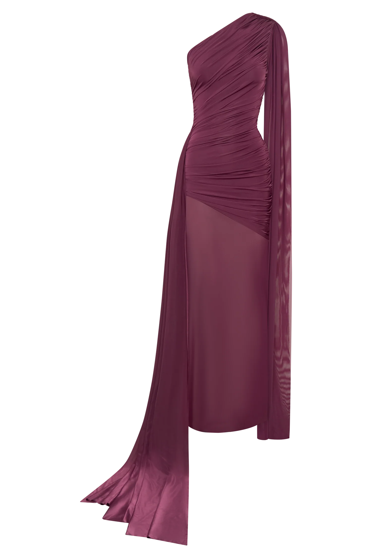 Asher Slinky One Shoulder Maxi Dress - Neutral Plum