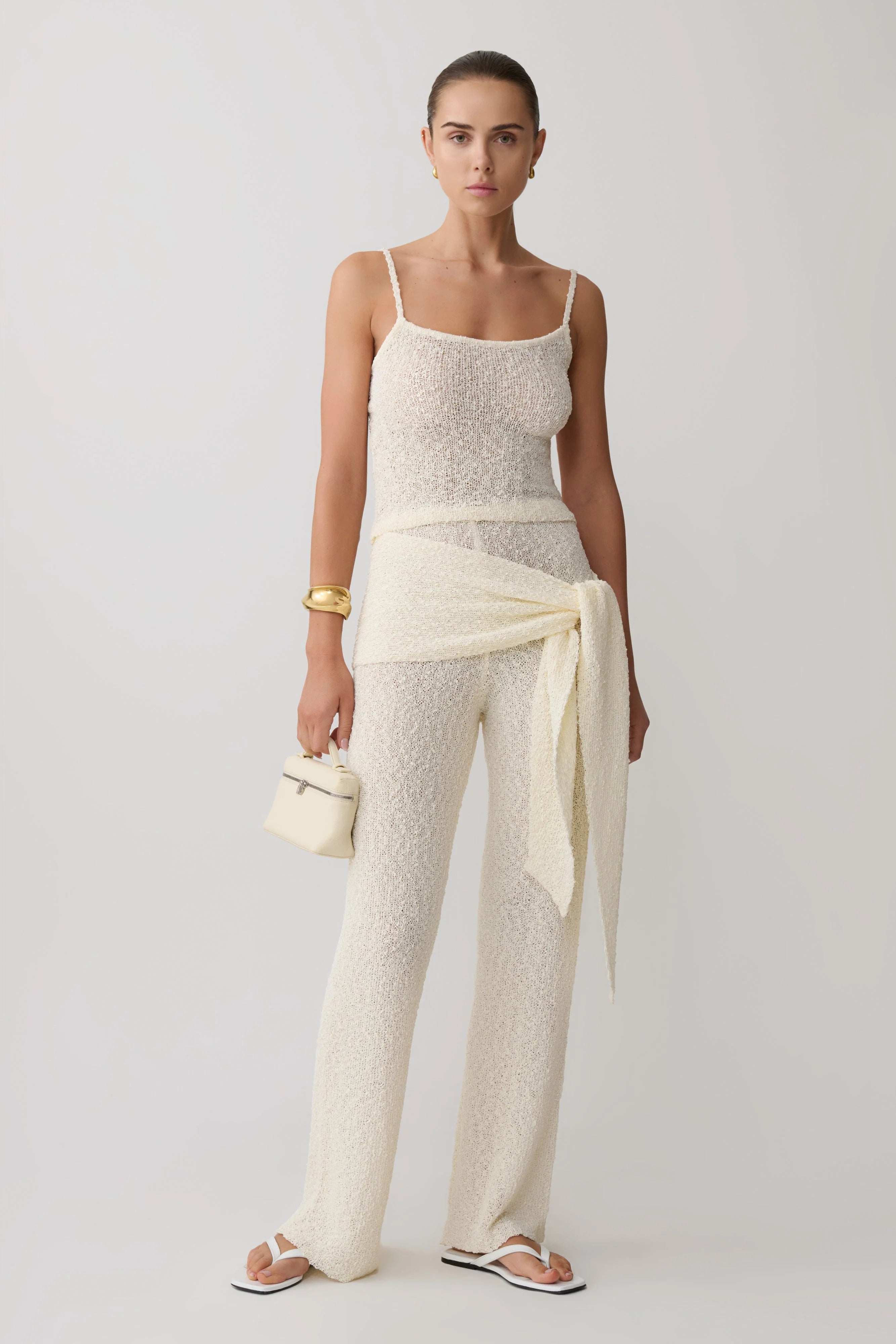 Mattais Boucle Knit Top - Ivory