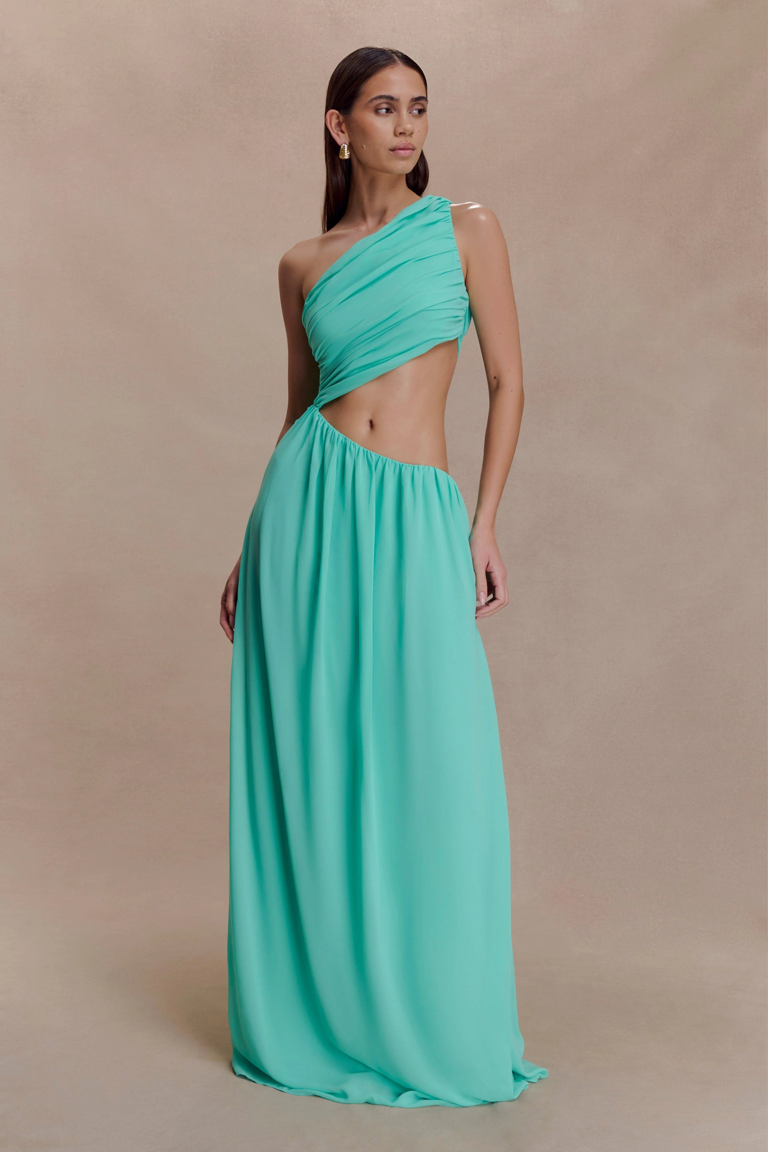 Aria Chiffon Cut Out Maxi Dress - Lagoon