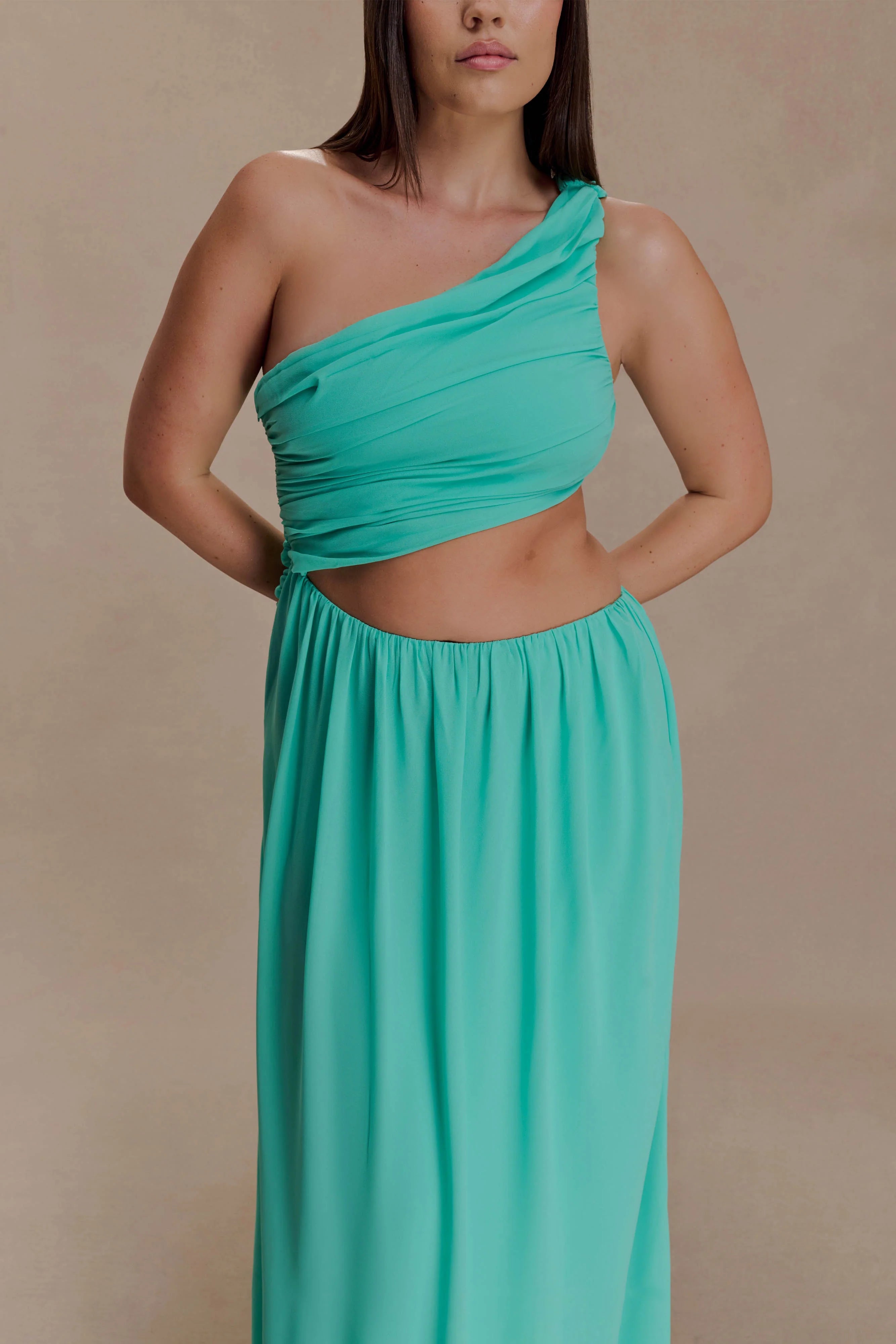 Aria Chiffon Cut Out Maxi Dress - Lagoon